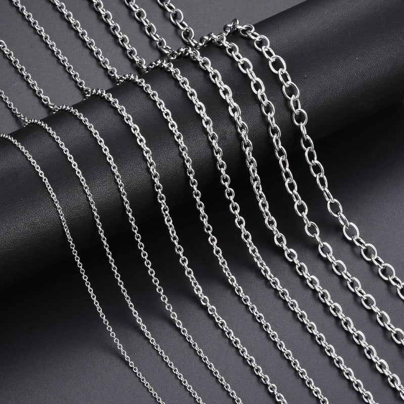 Wholesale 1Pc Width 1.5mm-6mm Stainless Steel Cross O Bulk Chain For Women Men DIY Jewelry Bracelet Necklace