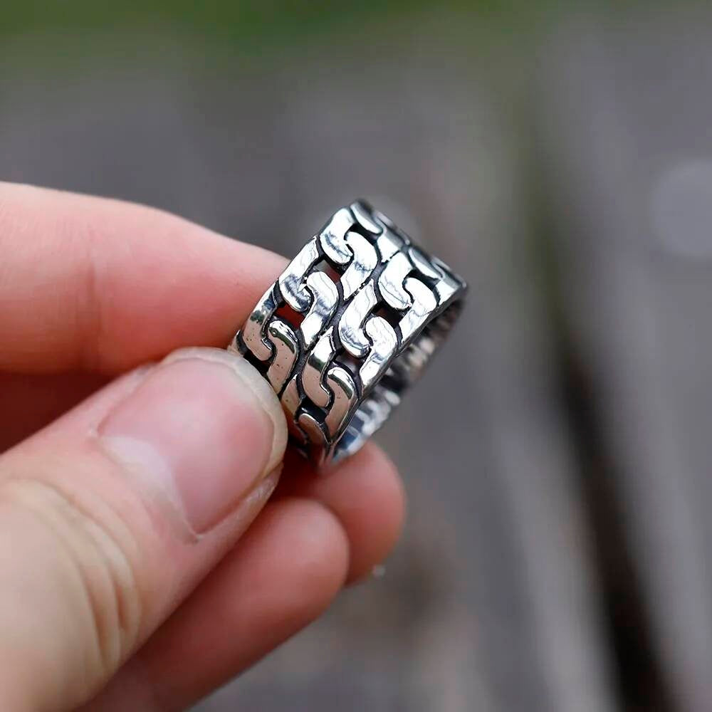 Men's 316L Stainless - Steel Double - Chain Rings For Teens - Fashion With