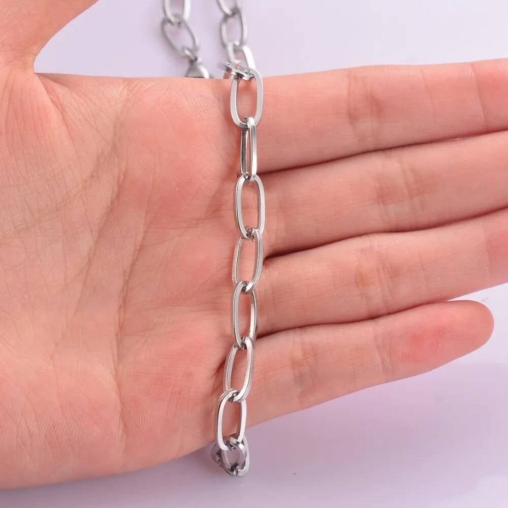 1Pc Width 6mm*12mm Stainless Steel Cable Oval Link Chain Necklace for DIY Jewelry Findings Making