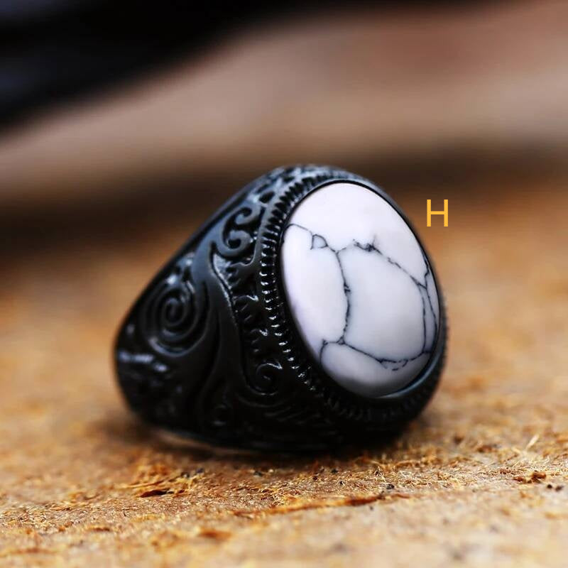 Vintage Tiger Eye Stone Ring – Stainless Steel Gothic Biker Jewelry