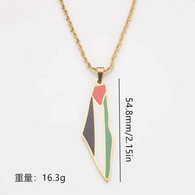 Palestine Flag Series Stainless Steel Pendant Chain Necklace For Women Men Jewelry Accessories Palestinian