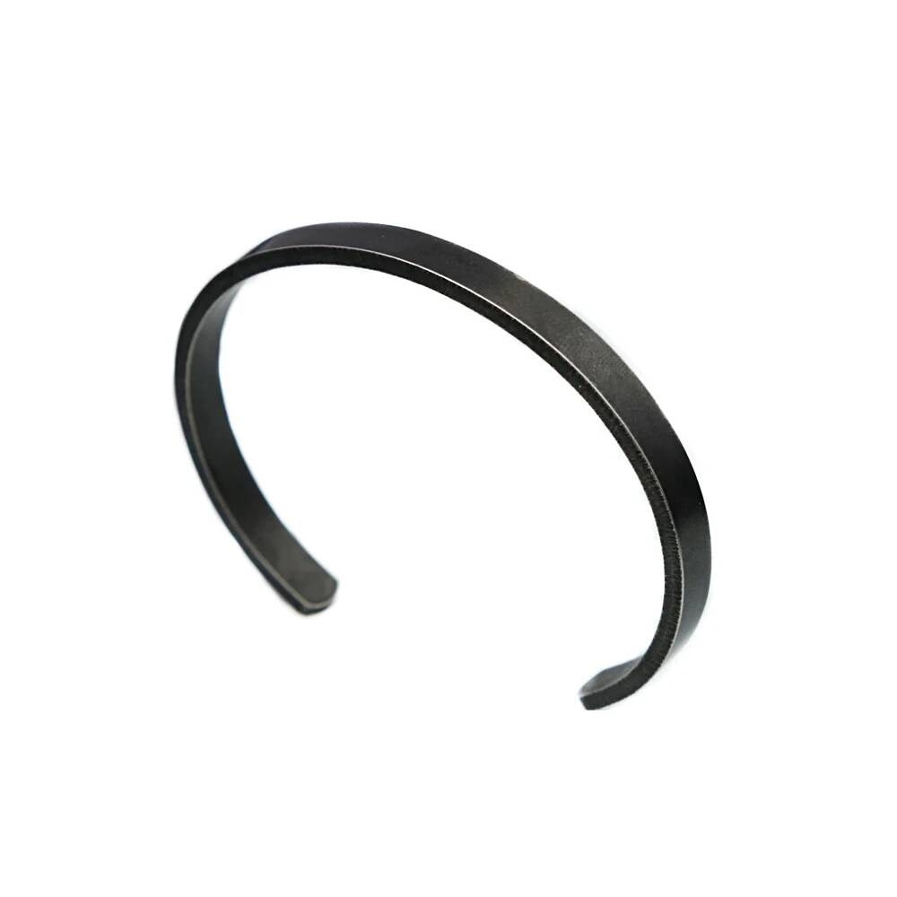 Matte Black Stainless Steel Cuff Bracelet – Minimalist 316L Open Bangle for Men & Women Style A 65mm