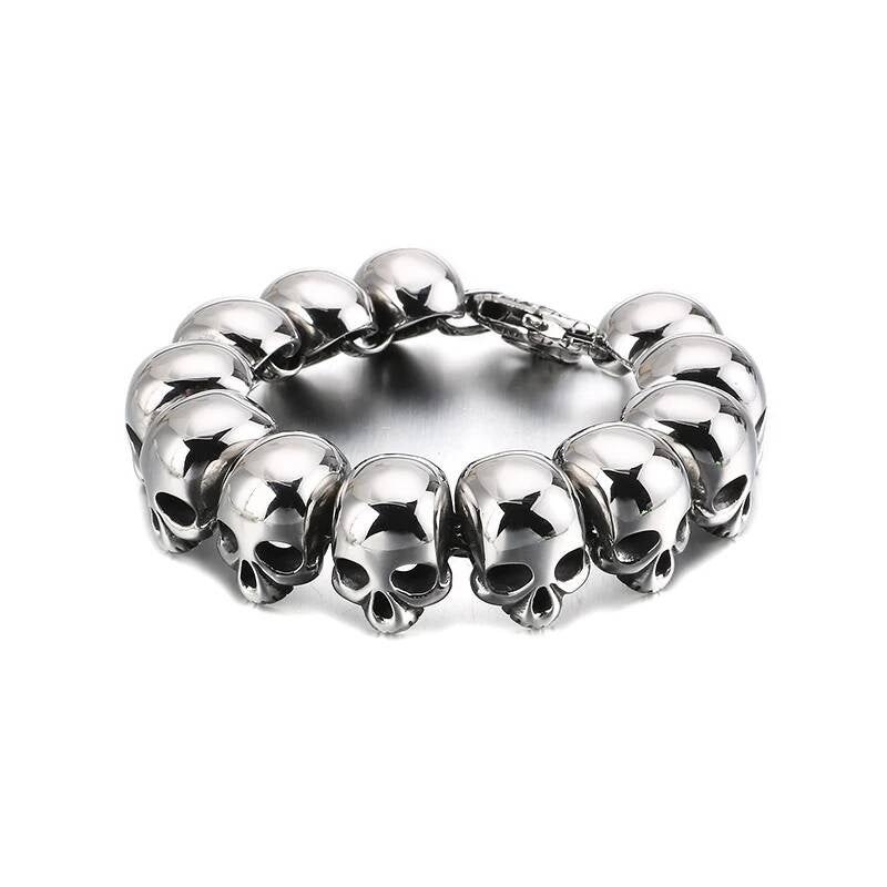 3 Styles Punk Metal Heavy Skull Charm Bracelet Men Stainless Steel Christmas Gift KB120790-BD