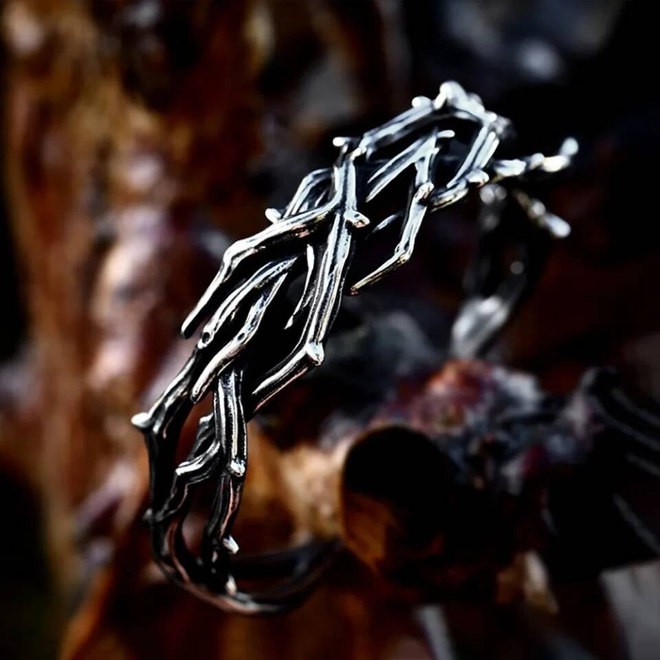 Thorn Bracelet – Gothic Punk Stainless Steel Bangle Inspired by Nature