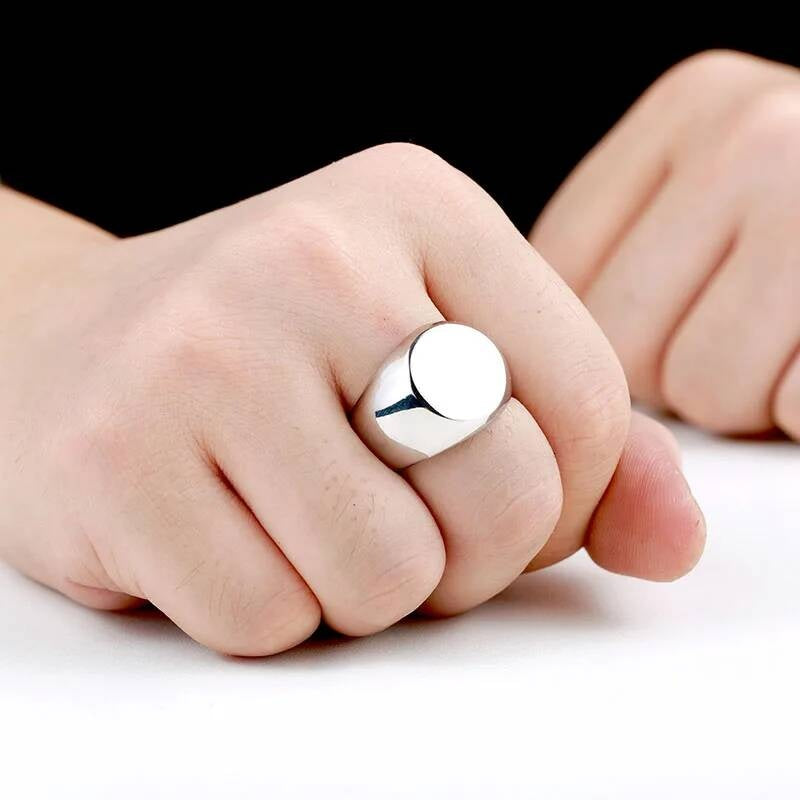 High-Polish Silver Band – 316L Stainless Steel Biker Statement Ring