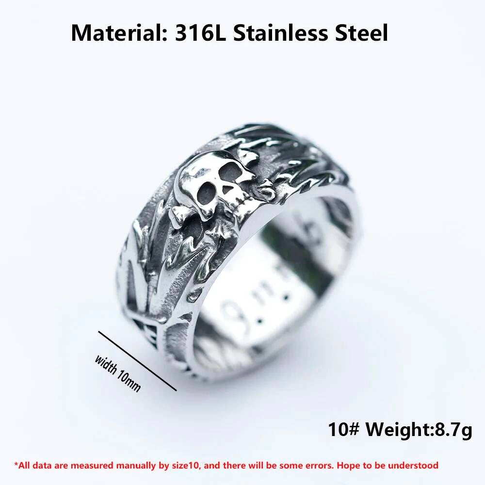 Vintage Super Punk Skull Biker Ring – 316L Stainless Steel Teen Statement Jewelry
