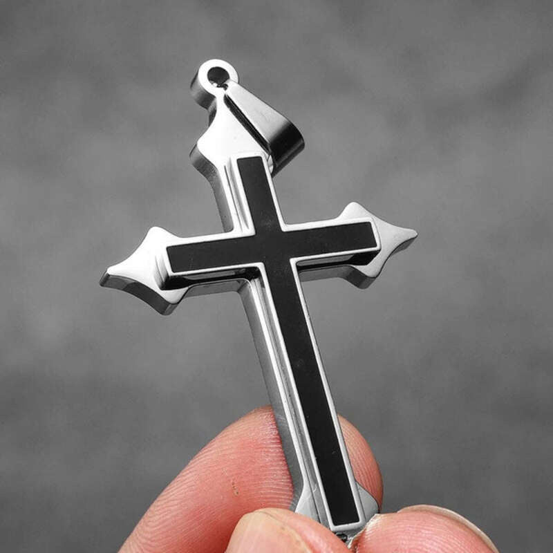 316L Stainless Steel Black Cross Pendant Necklace – Gothic Christian Jewelry