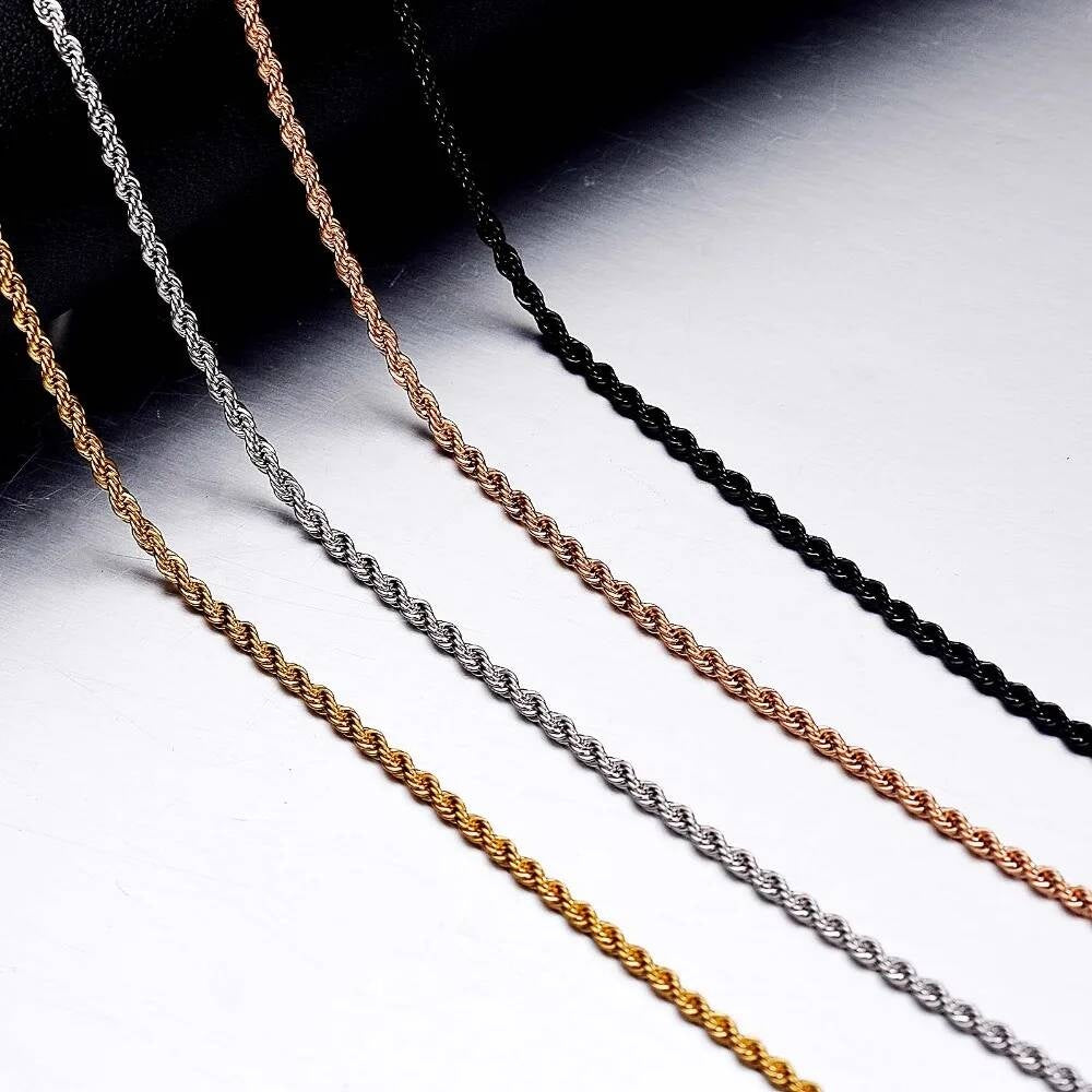 1Pc Width 2/2.5/3/4mm Rope For Women Men 316L Stainless Steel Twisted Chain Necklace Jewelry