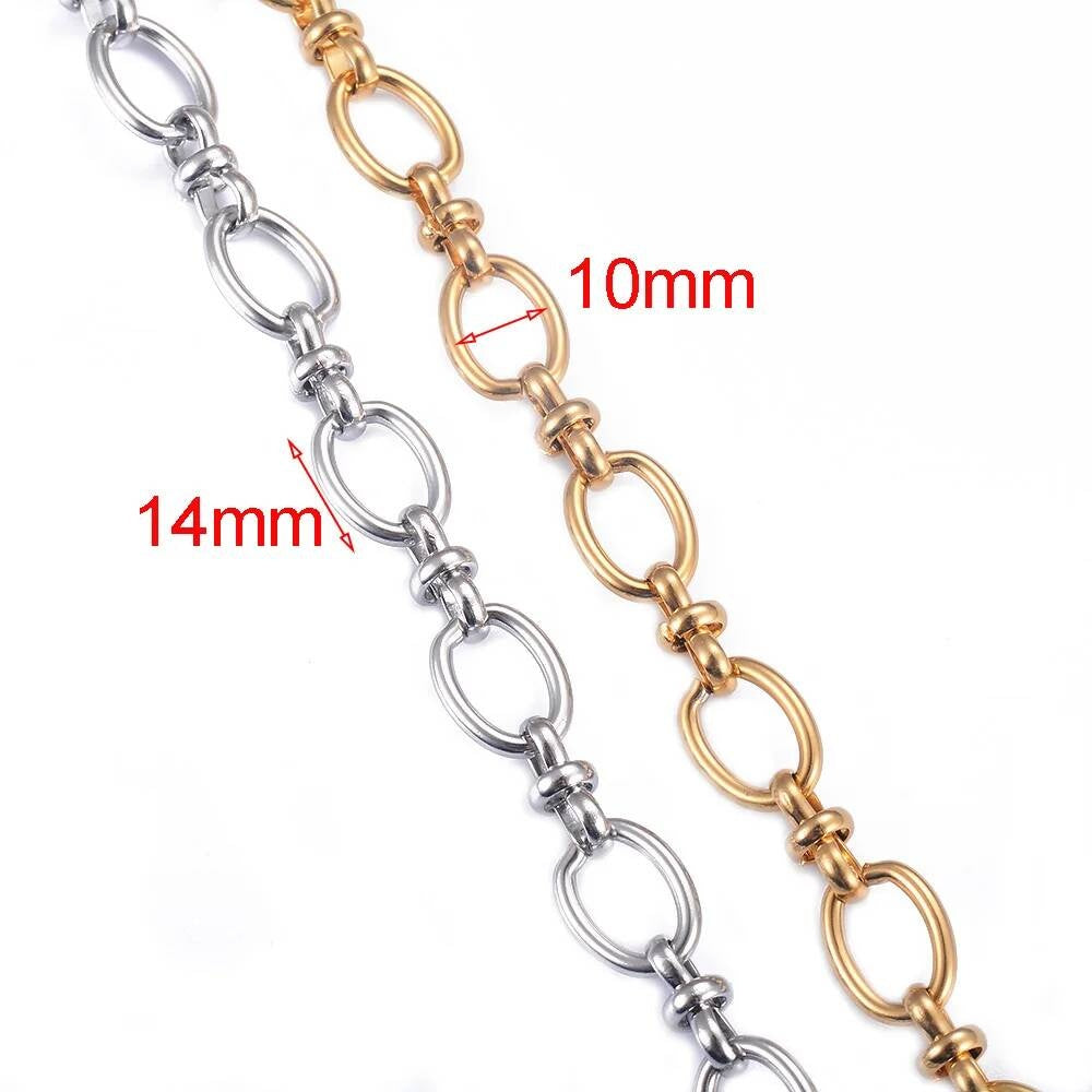 1 piece Women Mens Stainless Steel Handmade Oval Bracelet High Quality Big Chain Necklace Punk Heavy Jewelry