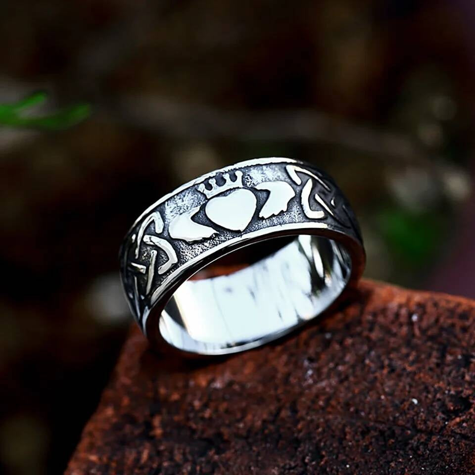 Viking Celtic Knot Couples Ring – 316L Stainless Steel Eternal Love Band Style A