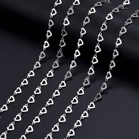 1 piece Stainless Steel Hollow Heart Handmade Link Chain for Men Women DIY Jewelry Making Bracelet Anklet Necklace