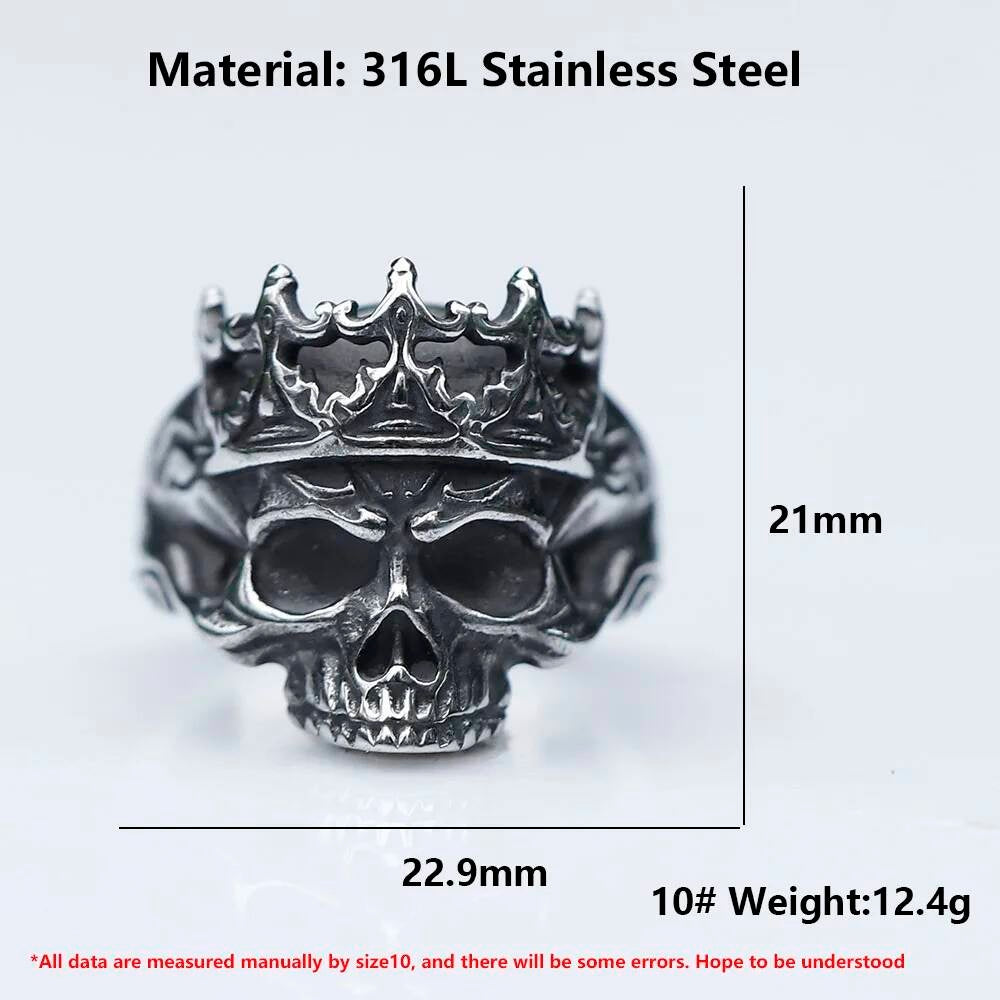Caarium Skull Ring - Vintage Gothic Stainless Steel Men's Punk Jewelry