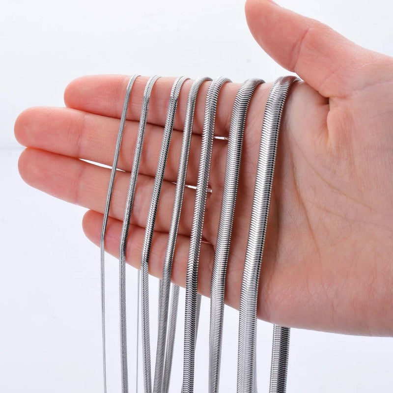 1 piece 316 Stainless steel Flat Snake Chain For Men Women Necklace Jewelry 1.5mm-6mm