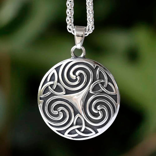 316L Stainless Steel Celtic Trinity Knot Rune Pendant Necklace for Men Viking Amulet Jewelry
