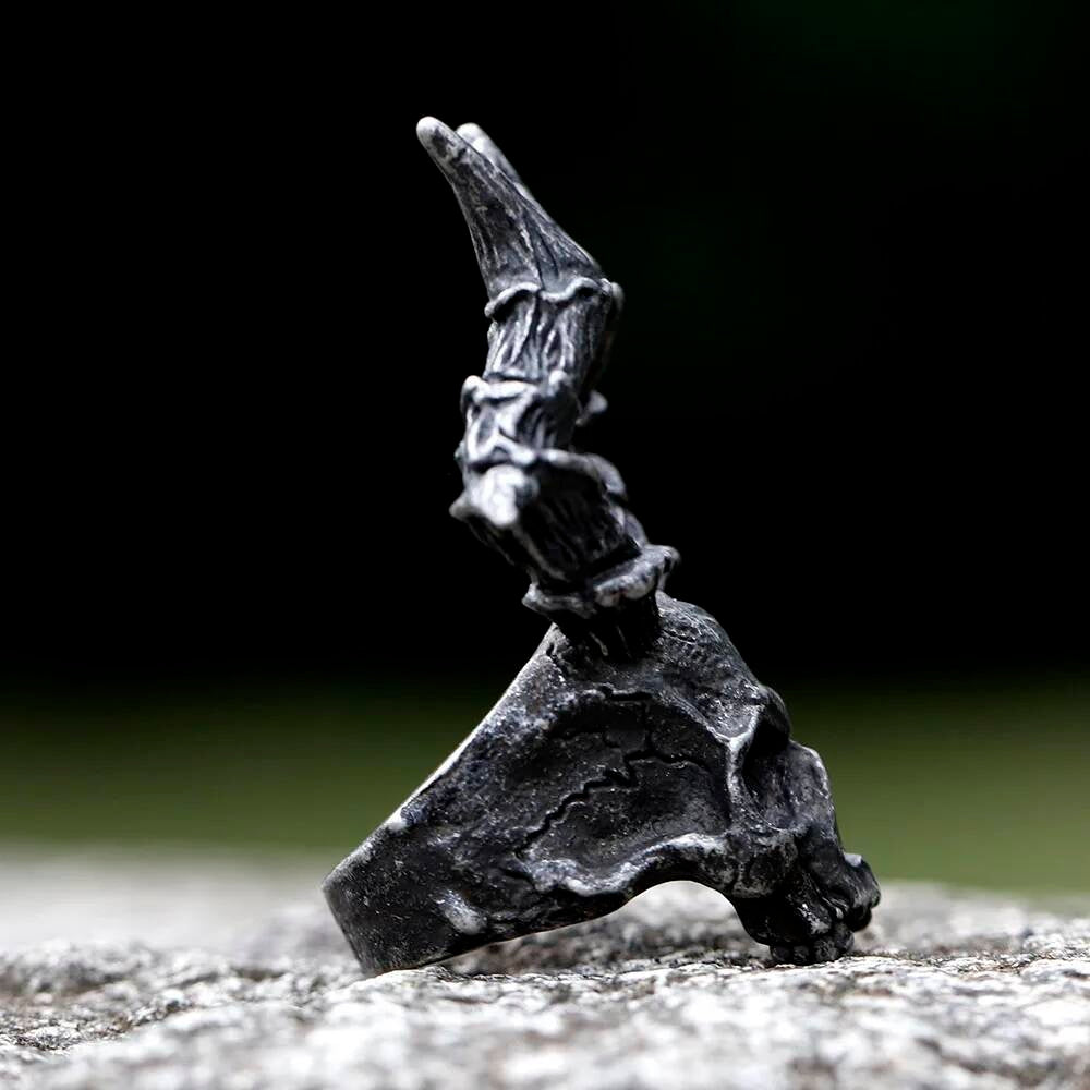 Vintage Gothic Skull Ring – 316L Stainless Steel Skeleton Statement Band