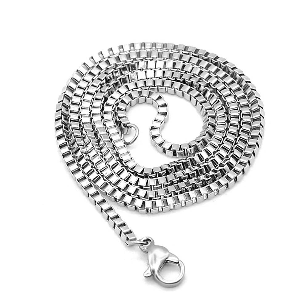 Stainless Steel Box Chain Necklace DIY Jewelry Findings Making Men Women Wholesale Link Chains Accessories 1.5mm 2mm 2.5mm 3mm