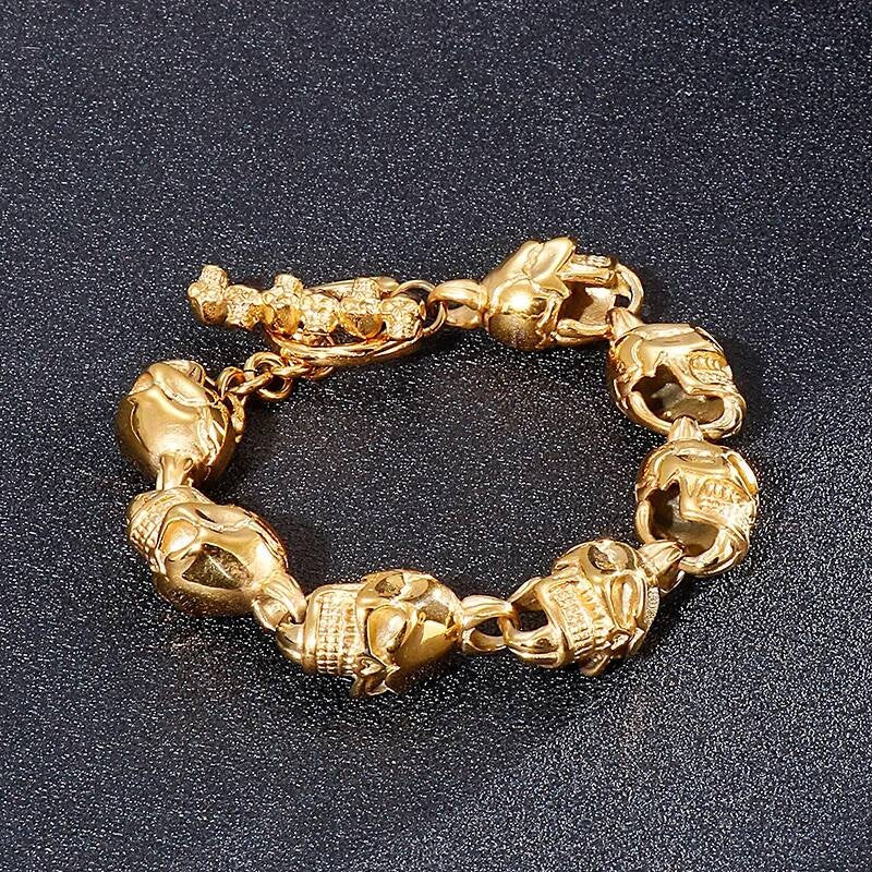 Gold/Black/Sier Color Devil Skull Head Bracelet Men 316L Stainless Steel Daily Jewelry