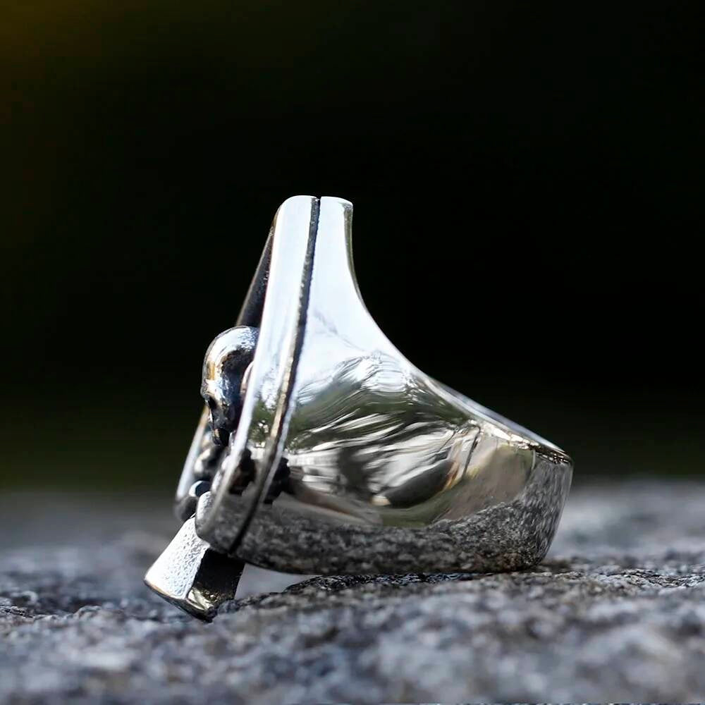 Ace of Spades Skull Ring – Gothic Stainless Steel Biker Punk Jewelry