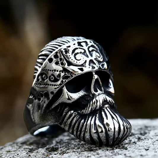 Steampunk Locomotive Skull Ring - Vintage Industrial Men's Gothic Jewelry