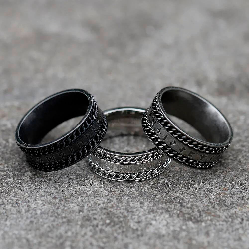 Retro Odin Viking Rune With Rotatable Chain RING Amulet Jewelry