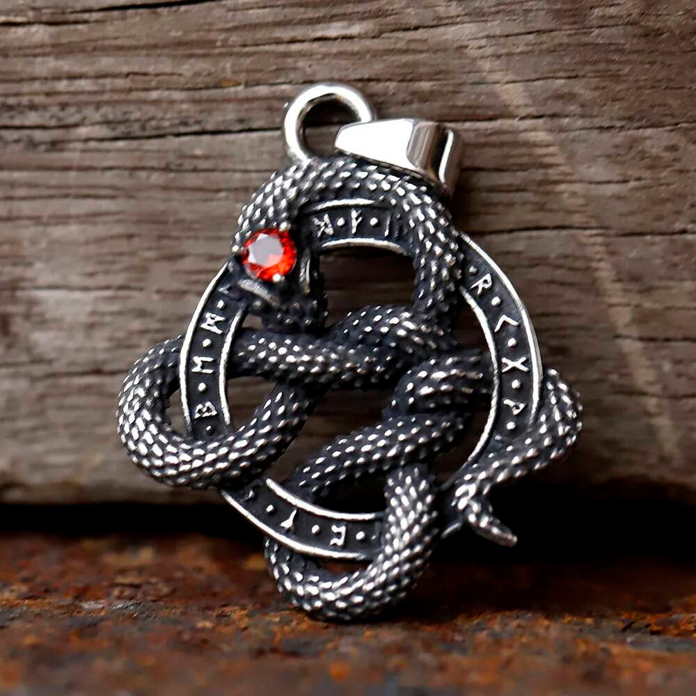 Serpent Knot Pendant Necklace with Red Gem – Mystic Protection Jewelry