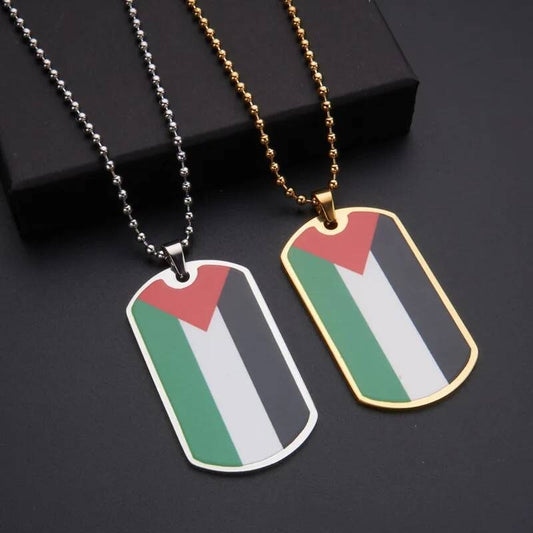 Stainless Steel Flag Pendant Necklace For Men Women Palestine Series Jewelry Accessories