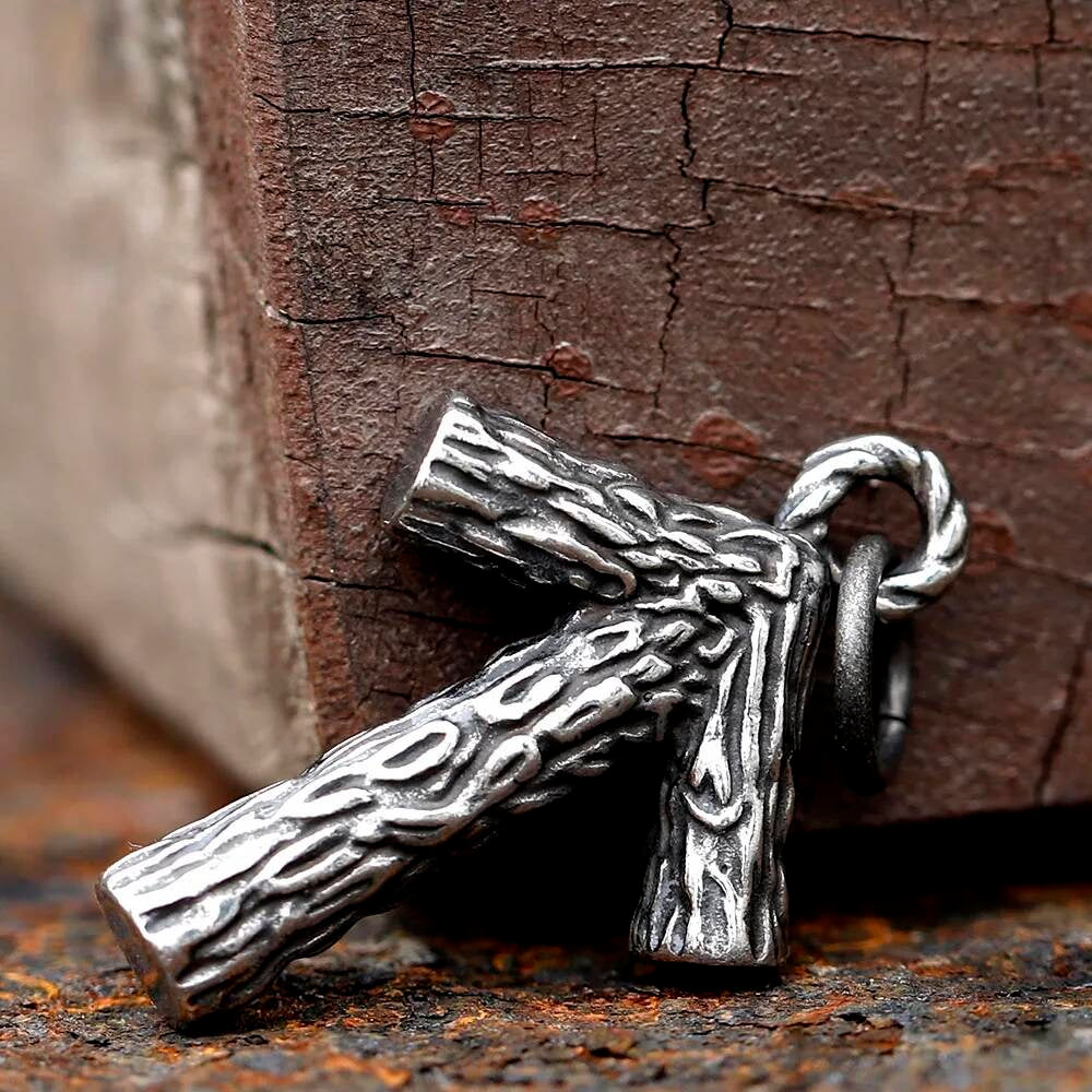 Nordic Rune Pendant Necklace – Tree Branch Viking Symbol in Stainless Steel