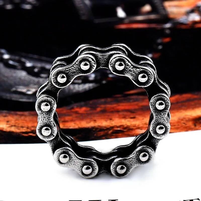 Link Chain Punk Ring - Stainless Steel Trendy Men's Rock Jewelry
