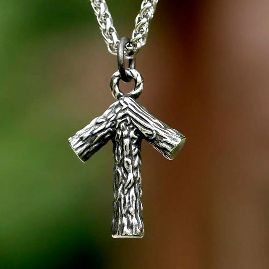 Nordic Rune Pendant Necklace – Tree Branch Viking Symbol in Stainless Steel