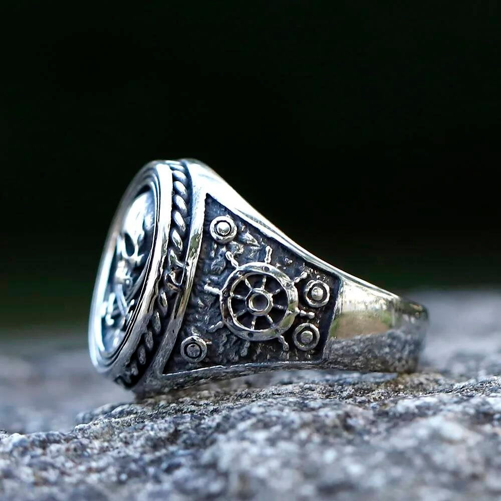 Skull Motorcycle Band Ring – 316L Stainless Steel Gothic Party Gift