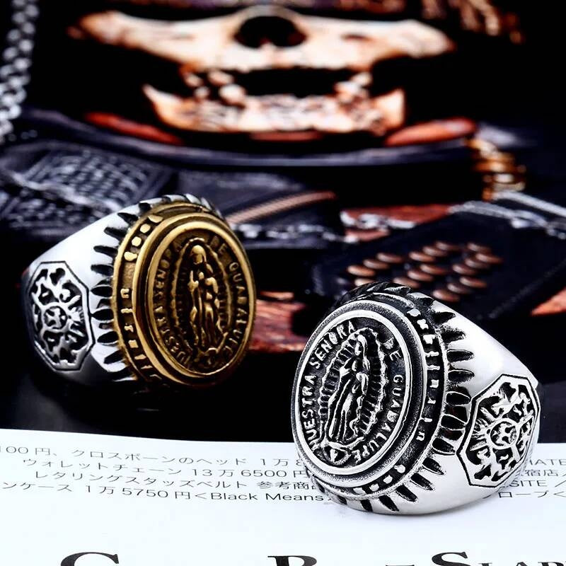 Domineering Figure Man Fashion Jewelry Virgin Mary Men Ring