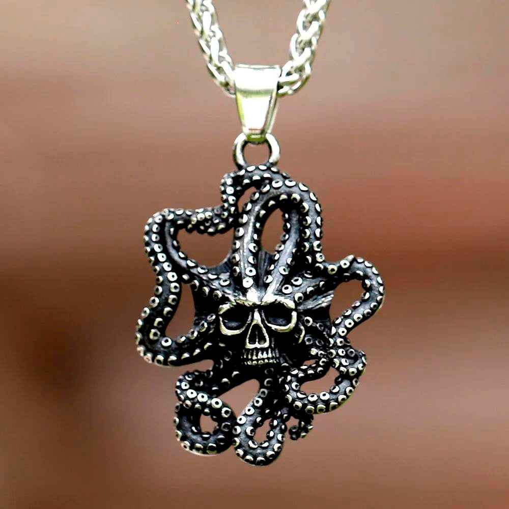 Skeletons in Coffin Pendant Necklace, Gothic Silver Jewelry with Death and Love Symbolism LP-1216 CN