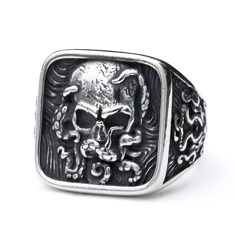Vintage Biker Skull Ring – 316L Stainless Steel Gothic Statement Band