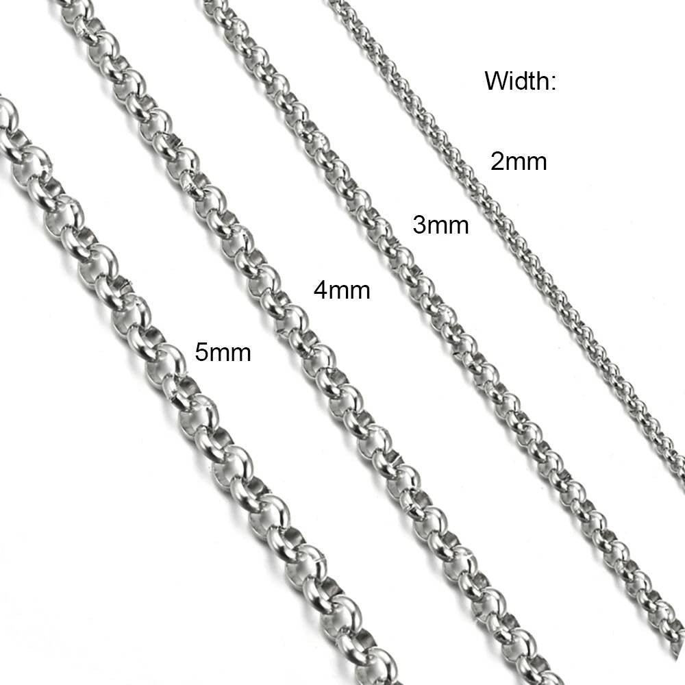 Wholesale 1Pc Width 2mm/3mm/4mm/5mm Stainless Steel Round Pearl Link Chain For Women Men DIY Jewelry Bracelet Necklace