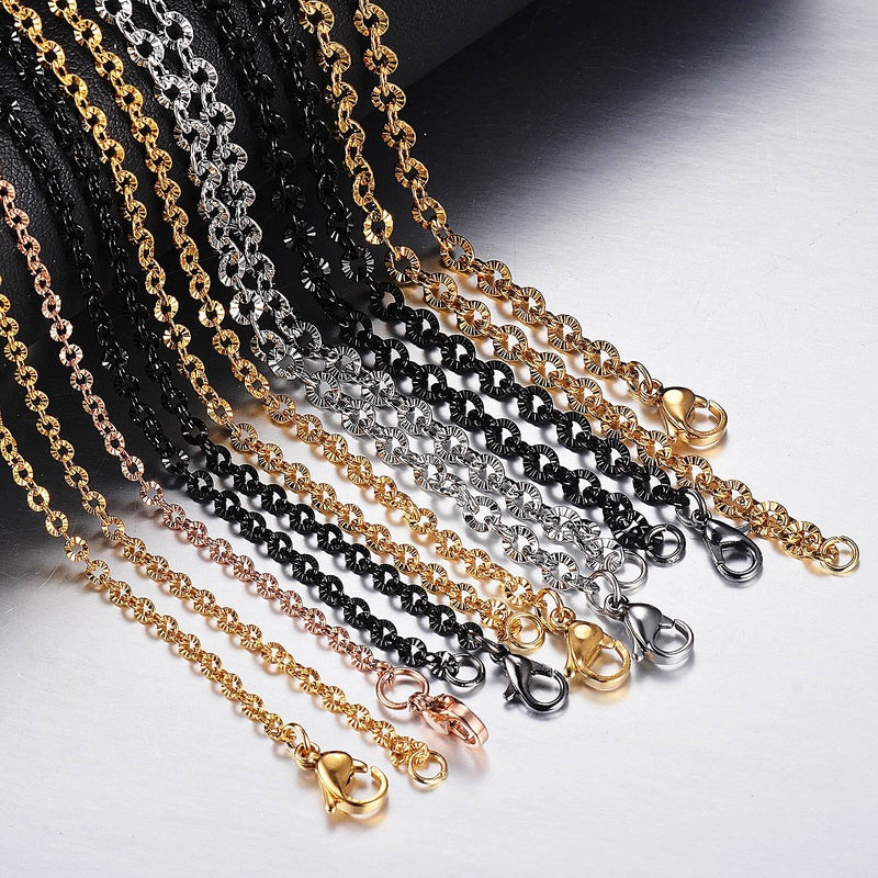 1Pc Women Men O Style 316L Stainless Steel Link Chain Necklace Jewelry Width 2/2.5/3/4mm