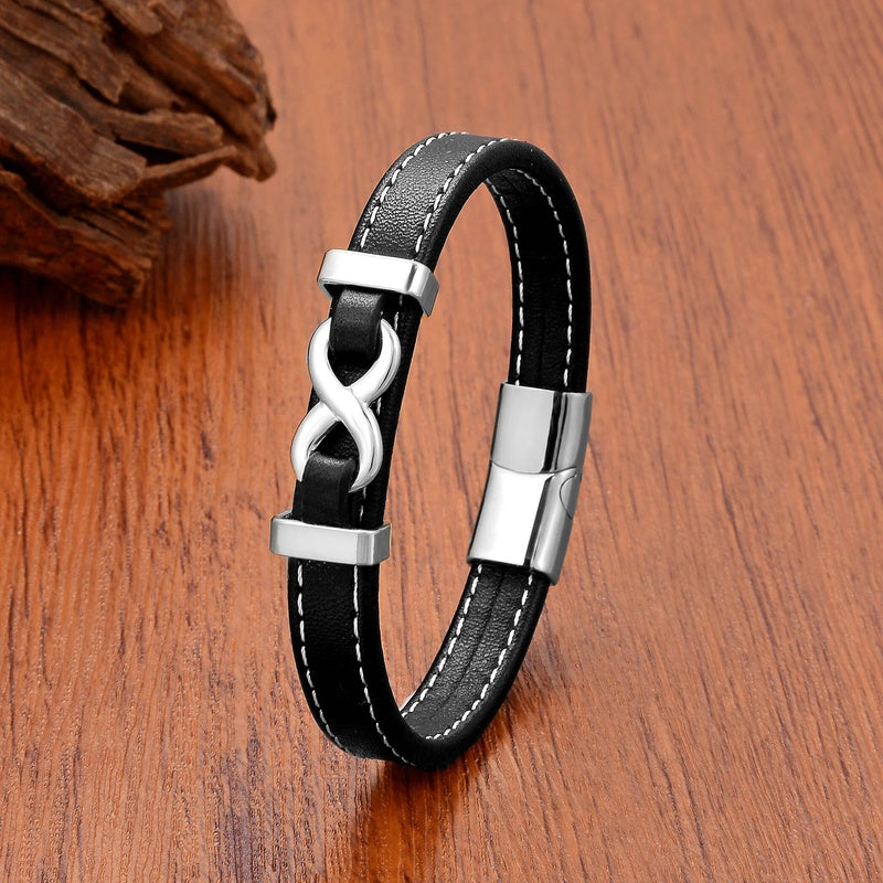 Black Braided Leather Bracelet with Green Jade Beads - Stylish Multi-Layer Magnetic Clasp Jewelry for Casual Wear and Gifts White