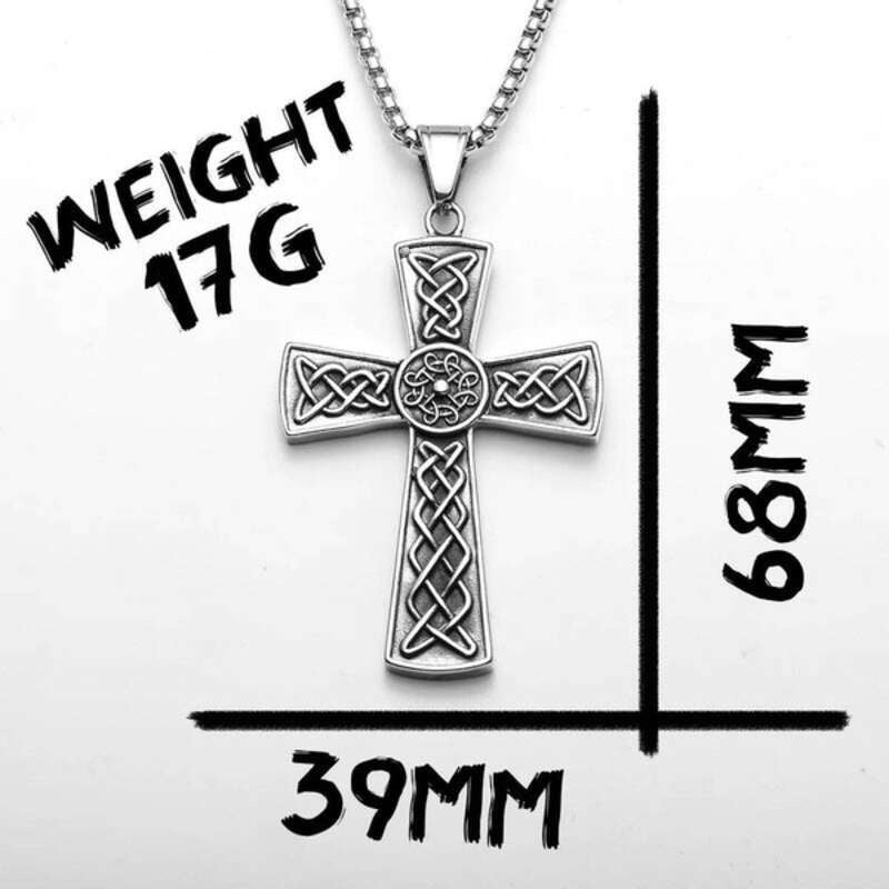 Celtic Cross Pendant Necklace, Elegant Silver Religious Jewelry with Intricate Knot Design