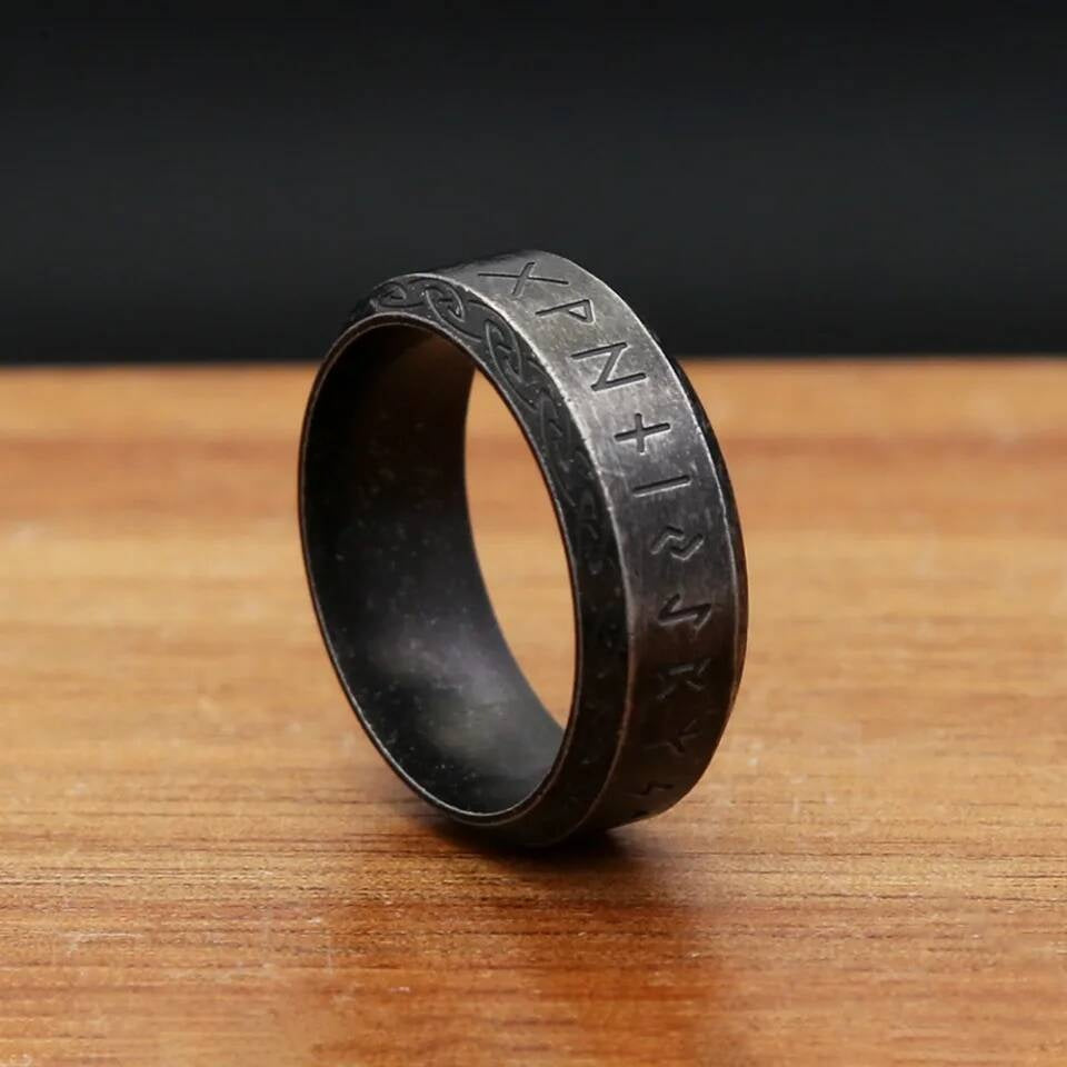 Viking Rune & Celtic Knot Ring – 316L Stainless Steel Unisex Amulet