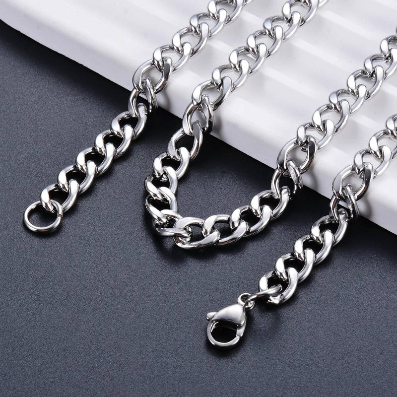 1 piece Stainless Steel Cuban Curb Necklace 3mm-9.5mm Curban Link Chain for Men Women Length 21cm-75cm