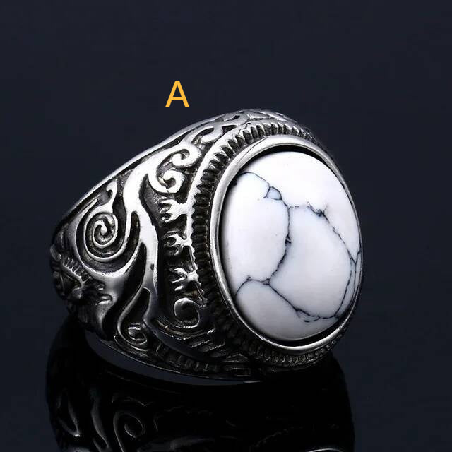 Vintage Tiger Eye Stone Ring – Stainless Steel Gothic Biker Jewelry