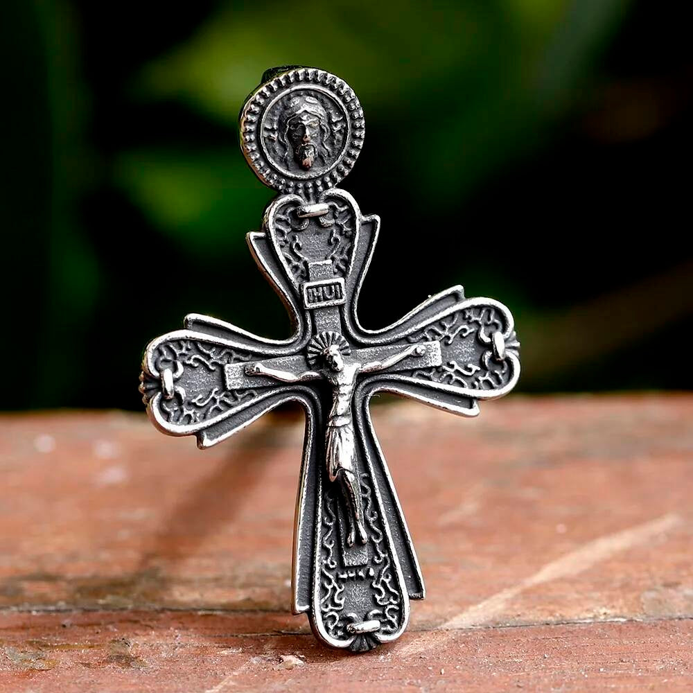 Men's 316L Stainless Steel Jesus Cross Pendant Necklace Religious Punk Jewelry LP-1170 CN