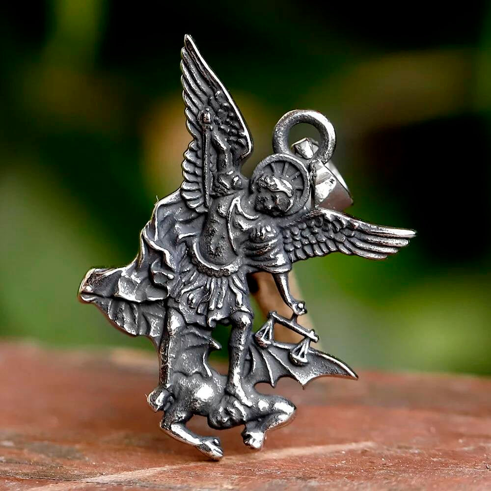 St. Michael the Archangel Pendant – Stainless Steel Guardian Angel Necklace