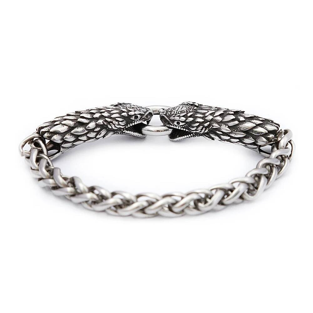 Wolf Head Chain Bracelet – Stainless Steel Style A 23cm