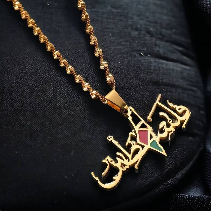 Flag Of Arabic Stainless Steel Pendant Necklace For Women Jewelry Accessories Collier Palestine