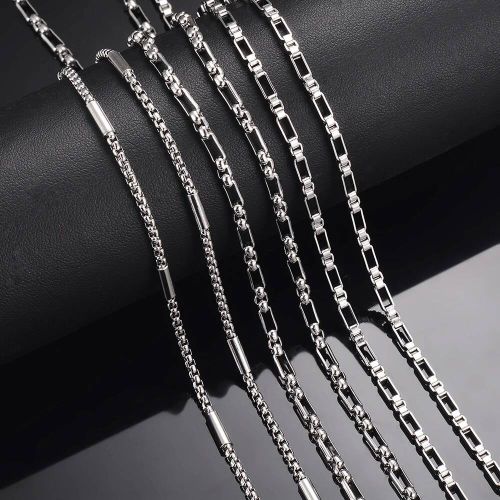New 1 piece Stainless Steel Square Pearl 3:1 Handmade Box Chain DIY Jewelry Making Bracelet Anklet Necklace
