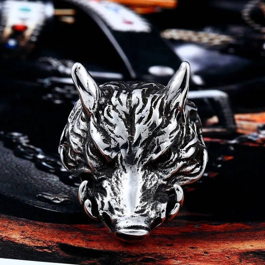 Wolf Head Ring – Stainless Steel Biker Jewelry Gothic Punk Style for Men