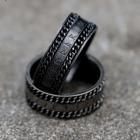 Retro Odin Viking Rune With Rotatable Chain RING Amulet Jewelry