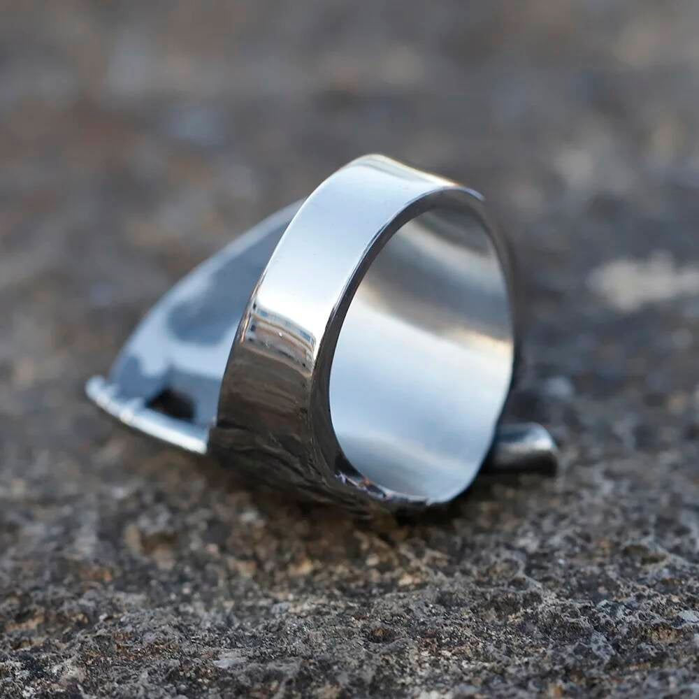 Sickle Caarium Skull Ring - Gothic Stainless Steel Biker Punk Jewelry
