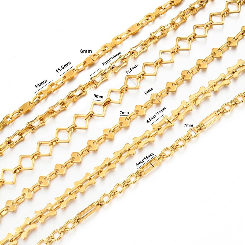 1 piece Women Men Bracelet Necklace Stainless Steel Huge Handmade Square Bone Shape Link Chain Jewelry Not allergic