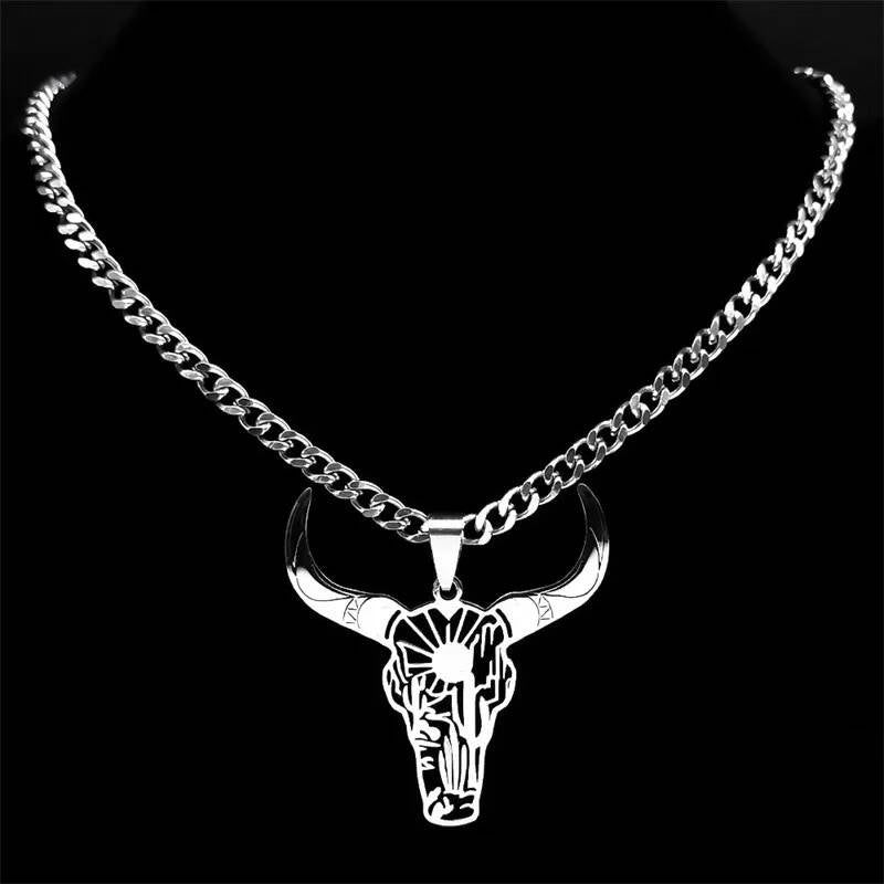 Bull Skull Pendant Necklace – Western, Cowboy, and Desert Vibes